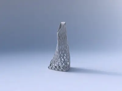 Vase twist grounded tipping triangle with bubble grid lattice 3D print model