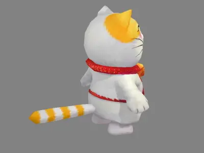 Cartoon Lucky cat - White cat Low-poly 3D model