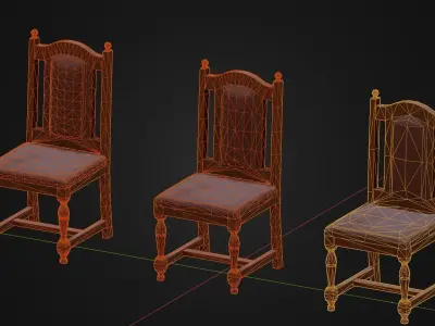Wooden Chair 05 Low-poly 3D model