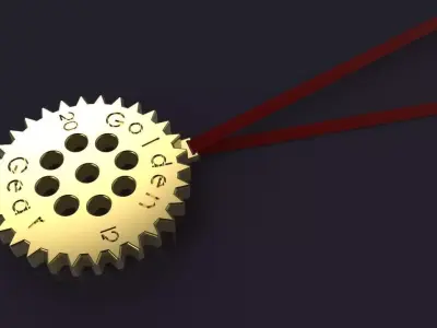 Golden gear medal  Free 3D model