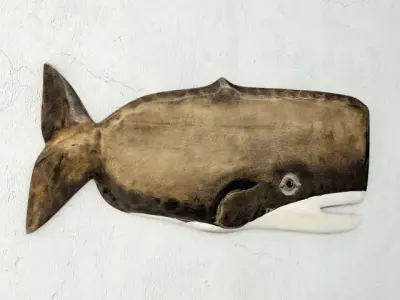 Hand-Carved Whale Wall Art 3D model