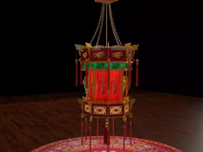 Chinese red palace lantern  3D model