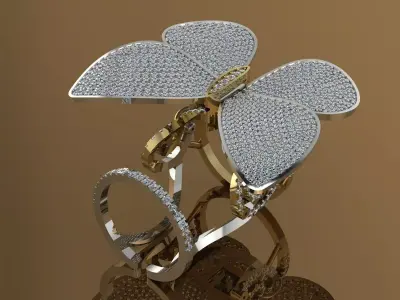 Butterfly Ring move 3D print model