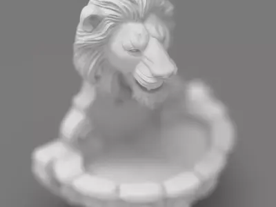 Lions Fountain Majesty Detailed Lion Head Wall Fountain STL  3D print model