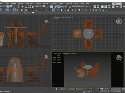 Glass Dining set Low-poly 3D model