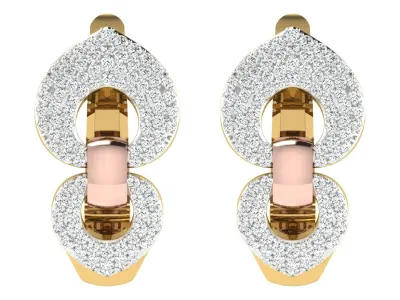 Solitaire Women Drop Earring 3dm STL OBJ FBX Render Details 3D print model 20