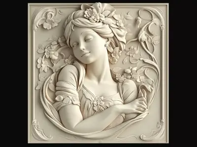 Romantic Woman 3D Relief 3D print model