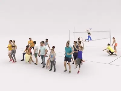 20x LOW POLY SPORT SPORTS SUMMER PEOPLE CROWD Low-poly 3D model