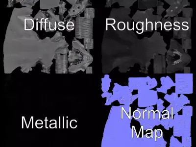 Dark Demon Bust model pack Low-poly 3D model