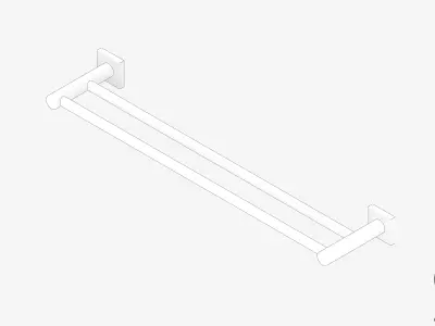 Towel Rail - Double - Luxury - Round - 600 - Square Plate Low-poly 3D model
