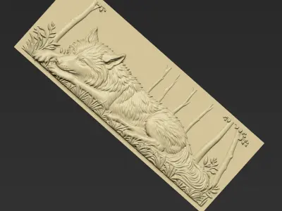Wolf Bas-relief A132 3D print model