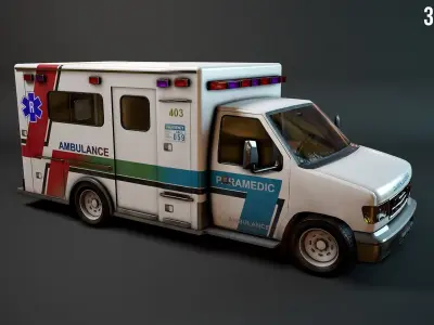 Ambulance Vehicle Modular Low-poly 3D model
