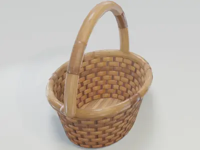 Wooden Wicker Basket 3D Model Low-poly 3D model