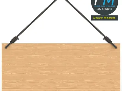 Hanging wooden sign 3D model