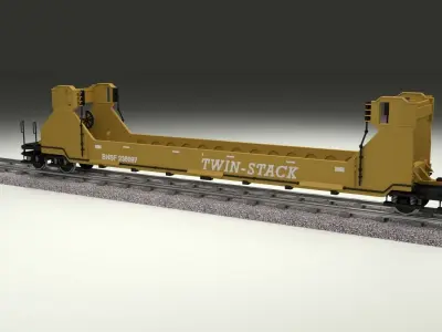 Yellow Train Well Car 3D model