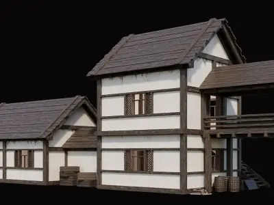 Medieval Village Pack 2 - 4 Assets - 4K Textures Game Ready Low-poly 3D model