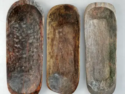 Large Naga Tribal Wood Bowls 3D model