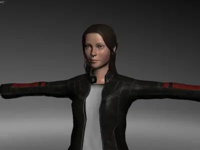 Motorcycle Woman Low-poly 3D model