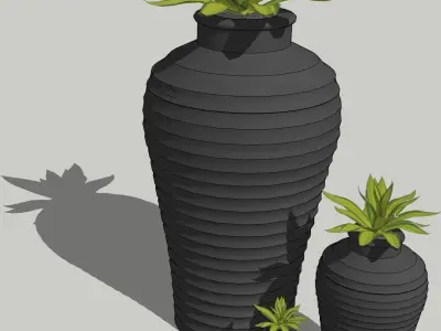 deco plants containers Low-poly 3D model