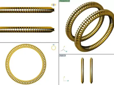 Ethereal Diamond Feather BANGLE 3D print model