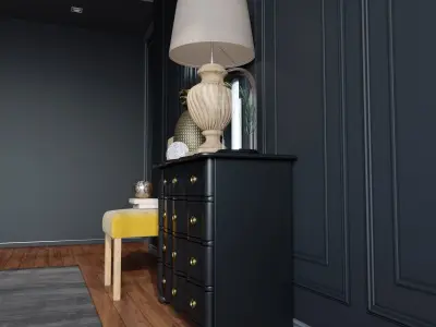 Dresser with decor set 3D model purchase