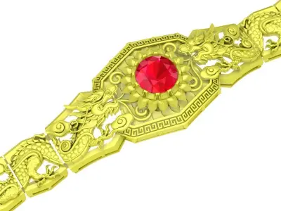 Luxury Ornamental Gemstone Bracelet Jewelry 4123 3D print model