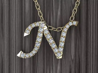 Jewelry Alphabet Pendant N 3D print model