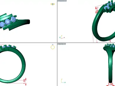 criss cross ring 3 diamond center  3D print model