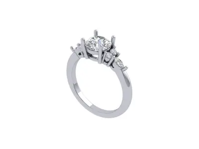 Solitaire Engagement Art Deco Ring 3D print model order
