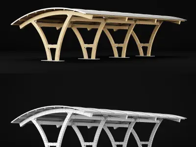 Wooden carport 2 3D model