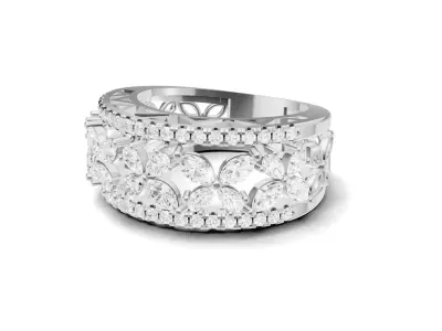 Engagement Band Butterfly Style Diamond With Marquise and Pear 3D print model