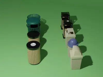 Trash cans or bins 3D model