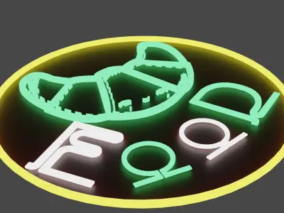 Cyberpunk food sign Free low-poly 3D model