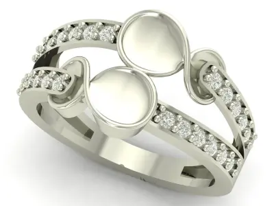 ladies Diamond Ring 3D print model 10
