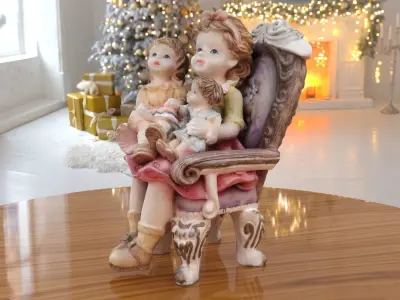 Child Chair Statue low-poly PBR Ornament figurine VR-AR  Low-poly 3D model