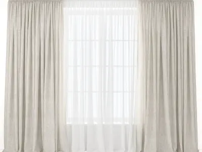 Curtains 47 Linen 3D model