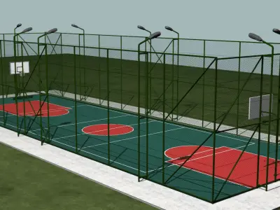 basketball court Low-poly 3D model