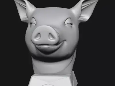 PIG head sculpture 3D print model