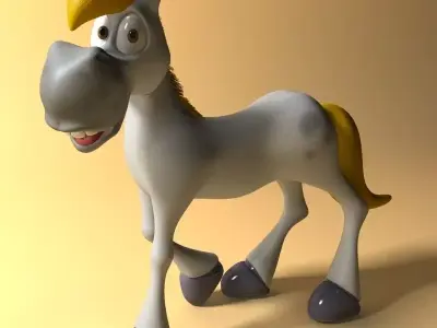Cartoon Horse Rigged and Animated Low-poly 3D model