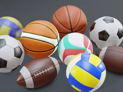 Sports Ball Pack Low-poly 3D model