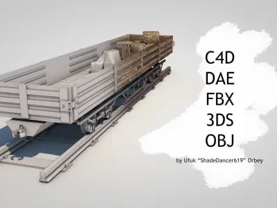 Wild West Flat Wagon 3D model