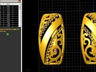Earrings carved pattern set 3D print model