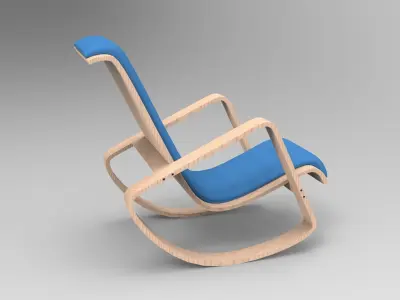 Rocking Wood Chair Low-poly 3D model