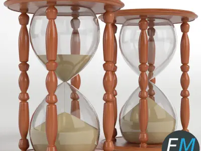 Hourglasses set two wooden sand 3D model