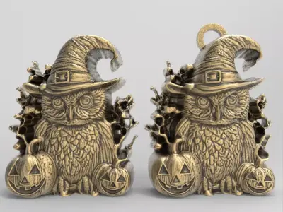 hallowen owl pumpkin decor  3D print model