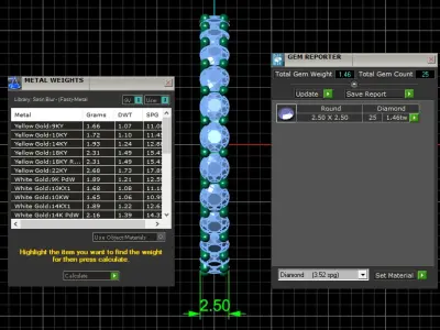 U Shaped Eternity Ring 2 point 3 mm stone size swiss 11 and EU51 3D print model