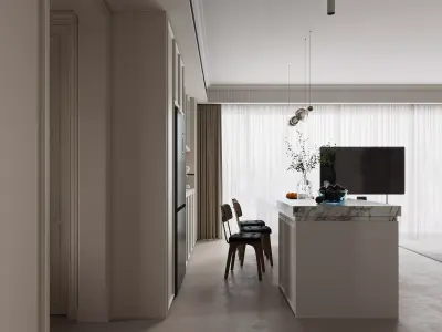 Luxury living room dining room interior scenes 17 3D model