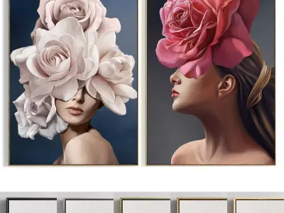 Plaster Two Photo Frame 231 Low-poly 3D model