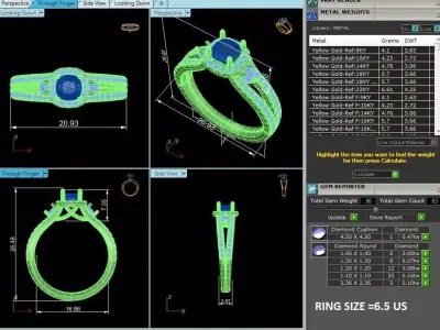 Luxury Halo Diamond Ring CAD Design With Double Shank 3DM STL 3D print model