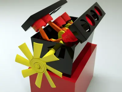 V8 Engine Animated - Octane Render 3D model